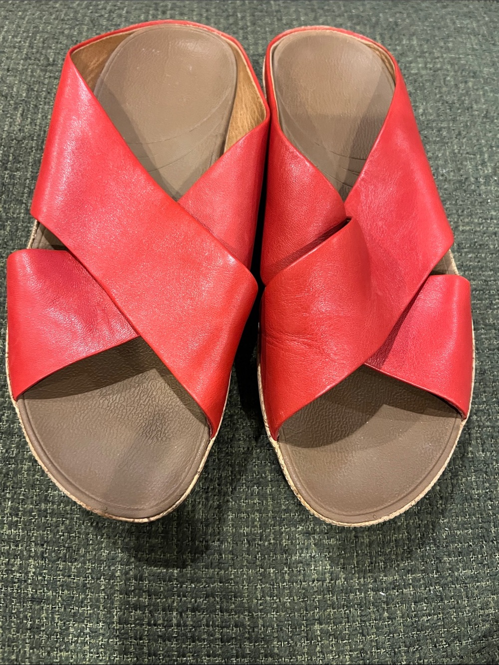 Fitflop Red Crisscross Slide Sandals (sz 10)